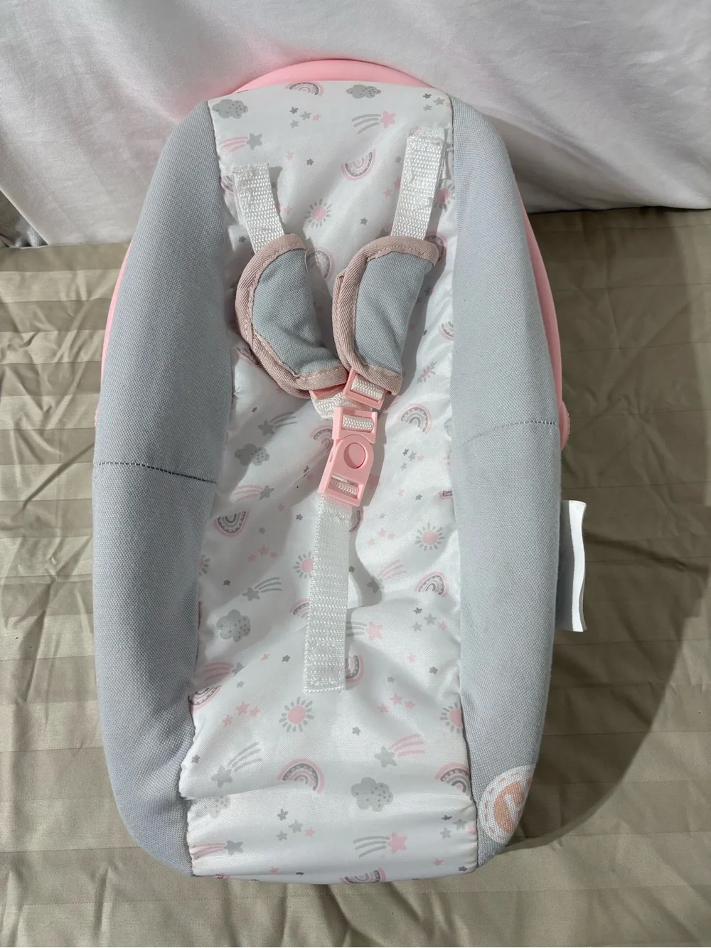Pink & Gray Infant Car Seat Carrier - Cute Rainbow Print